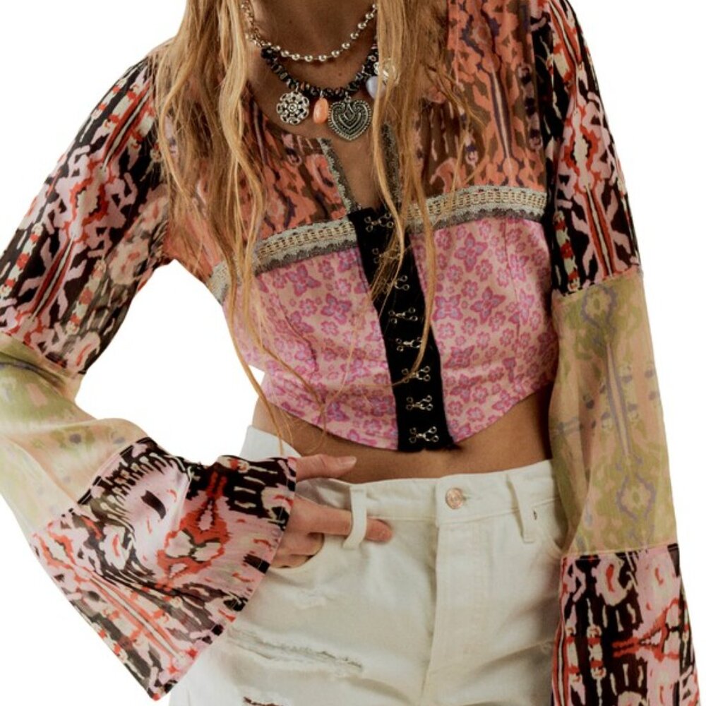 Free People Walk That Way Print Top